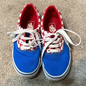 Vans Red Blue Checkered Authentic Sneakers Size 2